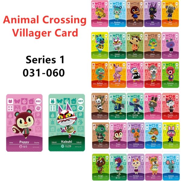 (031-060) Animal Crossing NFC Game Card Villager Kabuki Octavian Puck Collection Cards Ntag215 Tags NS Switch Wii U