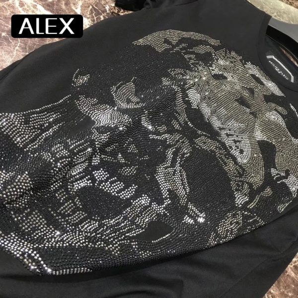 100% cotton men tshirt maker skull strysal rhinestones funny streetwear crew neck short sleeve homme men clothing summer - Image 5