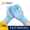 100 pcs disposable nitrile Gloves Xingyu Blue Waterproof Oil-Proof Protective Gloves House Industrial Protective Safety Gloves