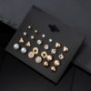 12 Pairs/Set Women's Earrings Pearl Earrings For Women Bohemian Fashion Jewelry 2020 Geometric Crystal Heart Stud Earrings New - Image 3