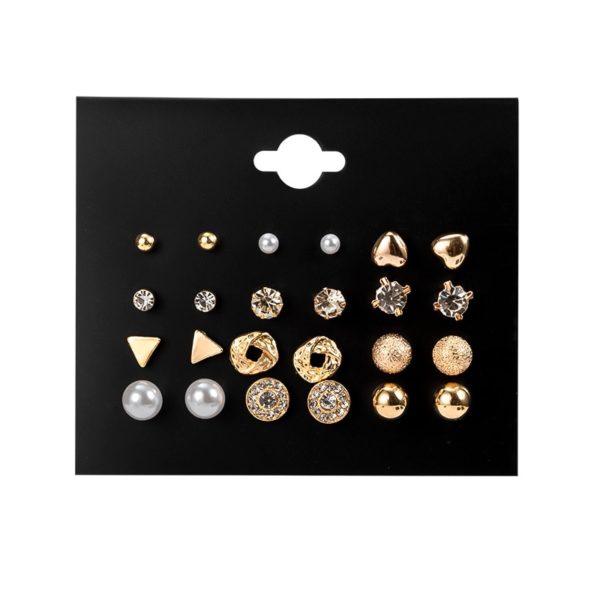 12 Pairs/Set Women's Earrings Set Stud Earrings For Women Bohemian Fashion Jewelry Vintage Geometric Crystal Pearl Earrings 2020 - Image 4