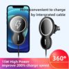 15W Smart Wireless Car Charger High Power Improve 200% Charge Speed Auto Attract By Magnet 360° Fast Charging For Iphone Phone