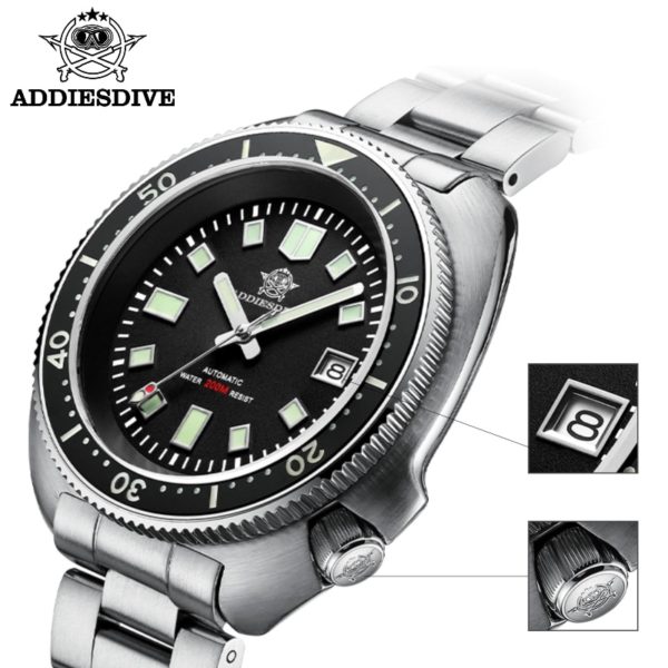 1970 Abalone Dive Watch 200m Sapphire crystal calendar NH35 Automatic Mechanical Steel diving Men's watch - Image 4