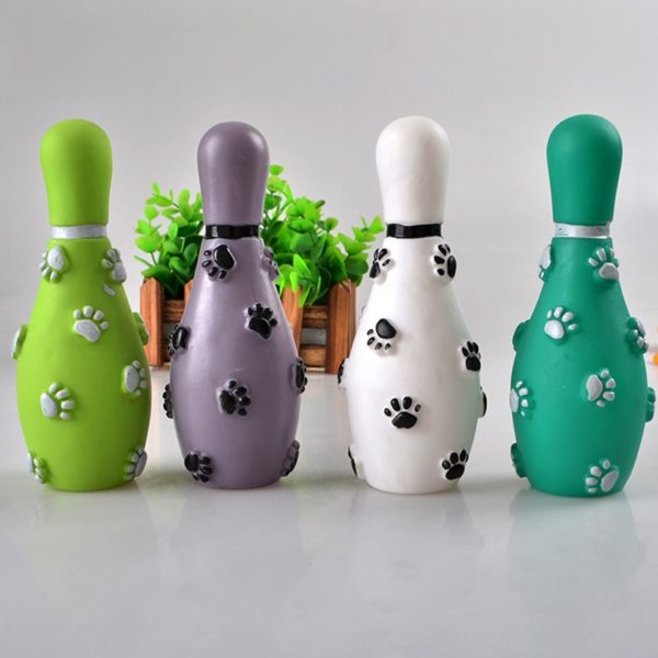 1PCS Random Color Legendog Dog Chew Toy Interactive Funny Bowling Shaped Sound Toy Puppy Squeaky Toy Dog Teething Toy