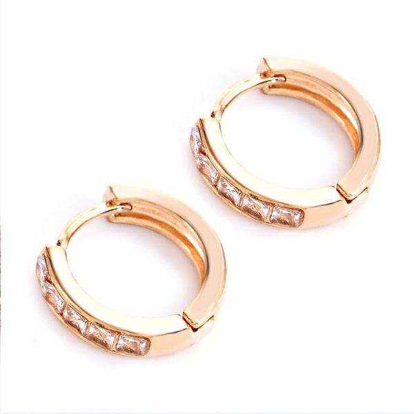 1Pair Stainless Steel Inline Crystal Earrings Hoop Studs Counple Brincos Earrings for Women Men Jewelry - Image 5