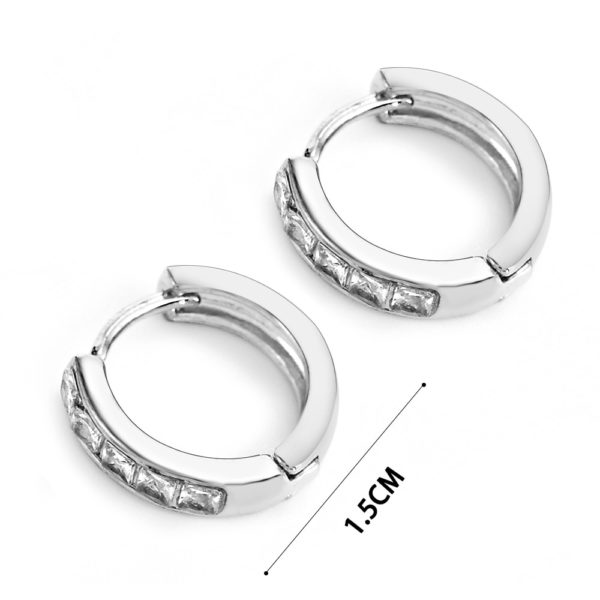 1Pair Stainless Steel Inline Crystal Earrings Hoop Studs Counple Brincos Earrings for Women Men Jewelry - Image 6