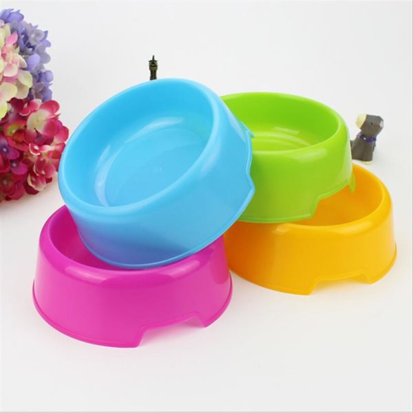 1Pc Safety Solid color Multi-Purpose Plastic Cat Dog Bowls Feeding Water Food Puppy Feeder Cat Dog Bowls Pet Feeding Supplies