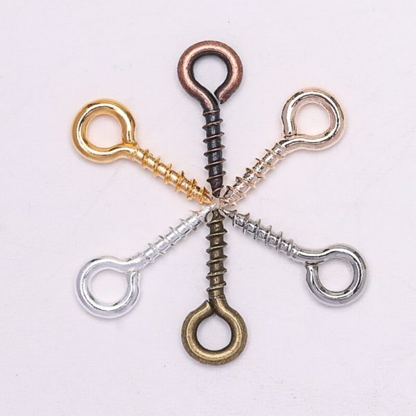 200pcs Small Tiny Mini Eye Pins Eyepins Hooks Eyelets Screw Threaded Gold Clasps Hooks Jewelry Findings For Making DIY - Image 3