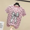 2021 Spring And Summer New Arrival Handmade Sequins Beading Bow Sweater Women Short Sleeve Knitted Pullover Ins Modis Tops - Image 3