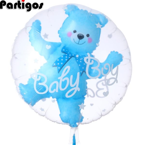 24inch Baby Boy Bear or Girl Blue Pink Bubble Bear Foil Balloons Birthday Baby Shower Decorations Kids Toys Ball in Ball