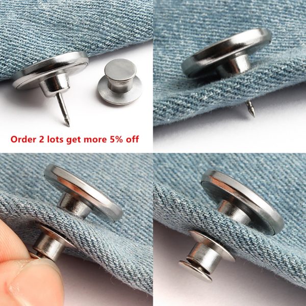 2PCs Snap Fastener Metal Buttons For Clothing Jeans Perfect Fit Adjust Self Increase Reduce Waist Free Nail Twist Sewing Buttons - Image 2
