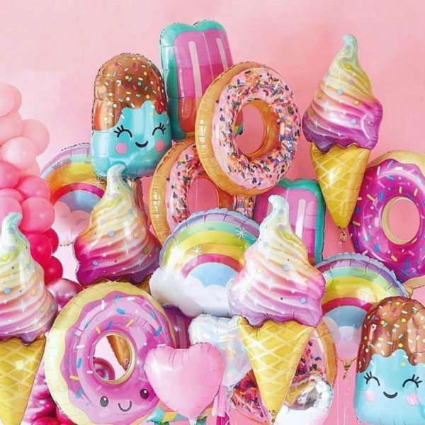 32Inch Donut Digital Foil Balloon Fruit Ice Cream Helium Balloon Birthday Party Decoration Kids Toy Sweet Digital Balloon Showe