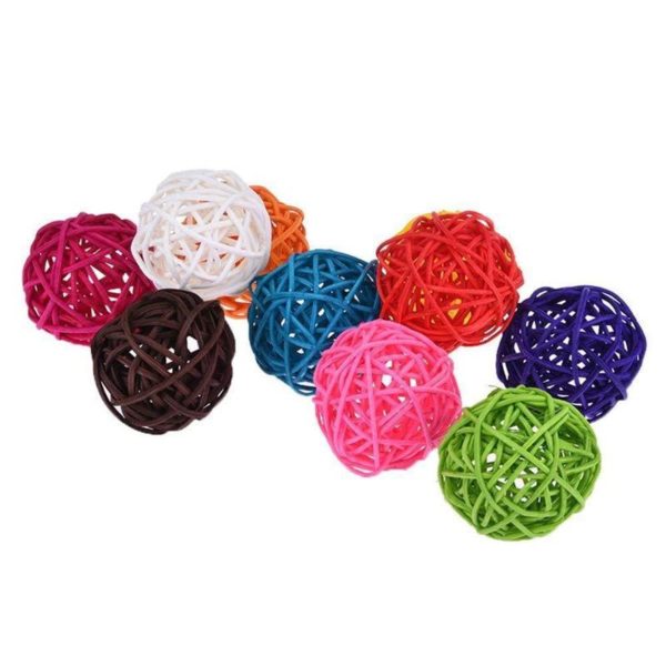 5/10pcs Colorful Rattan Balls Parrot Toys Bird Interactive Bite Chew Toys for Parakeet Budgie Cage Accessories Bird Playing Toys - Image 2