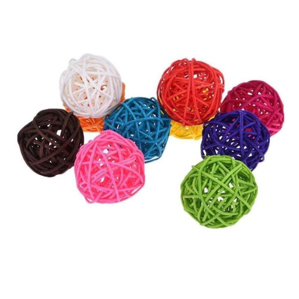 5/10pcs Colorful Rattan Balls Parrot Toys Bird Interactive Bite Chew Toys for Parakeet Budgie Cage Accessories Bird Playing Toys - Image 4