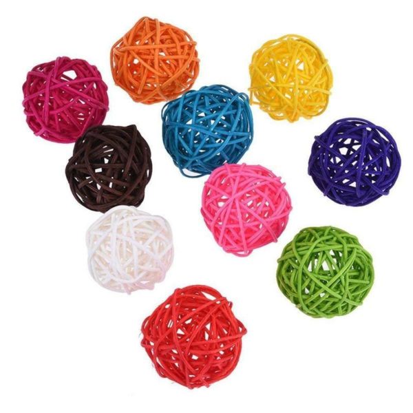 5/10pcs Colorful Rattan Balls Parrot Toys Bird Interactive Bite Chew Toys for Parakeet Budgie Cage Accessories Bird Playing Toys - Image 5