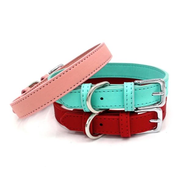 5 Colors PU Small Dogs Collars XS-M Adjustable Zinc Alloy Solid Color Puppy Collar Comfortable Durable Pets Supplies Accessories - Image 2