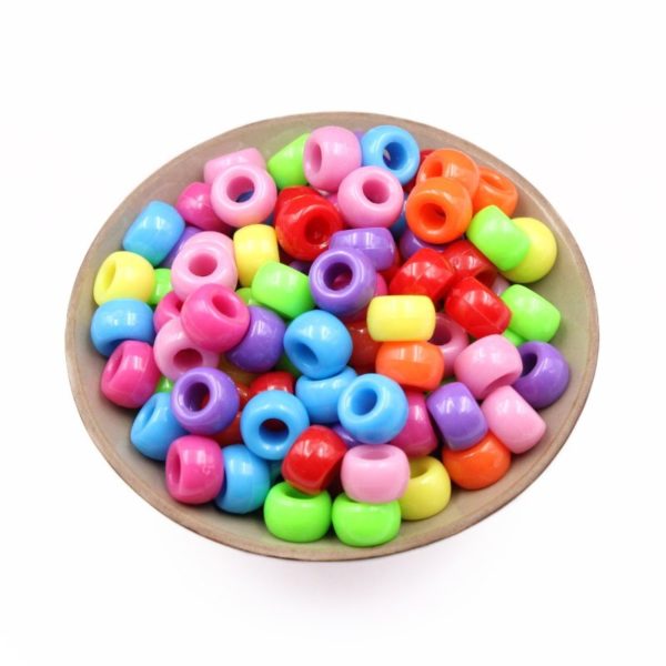 500pcs Acrylic solid color round beads plastic solid color beads DIY Accessories clothing loose beads large hole round beads - Image 5