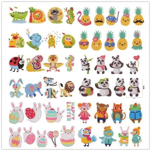 5D Diamond Painting Stickers Self-Adhesive Diamond Painting by Number Kits Animal Rhinestone Sticker for DIY Crafts Decoration