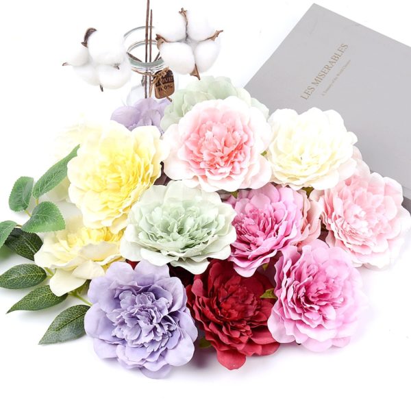 5pcs 10CM Large Artificial Peony Flower High Quality Silk Rose For Wedding Party Home Decoration DIY Wreath Gift Clip Art Flower