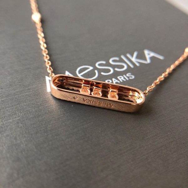 925 Sterling Silver French three diamond move series Rose Gold Plated Original brand Fine jewelry For women messika Necklace - Image 2