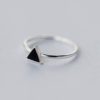 925 Sterling Silver Geometric Black Enamel Triangle OL Adjustable Ring Minimalist Fine Jewelry For Women Party Gift - Image 3