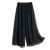 AECU Women Pant Wide Leg Solid Color Culottes Pant Female High Waist Thin Chiffon Plus Size Casual Ladies Culottes Trousers