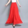 AECU Women Pant Wide Leg Solid Color Culottes Pant Female High Waist Thin Chiffon Plus Size Casual Ladies Culottes Trousers - Image 3