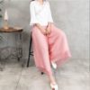 AECU Women Pant Wide Leg Solid Color Culottes Pant Female High Waist Thin Chiffon Plus Size Casual Ladies Culottes Trousers - Image 4