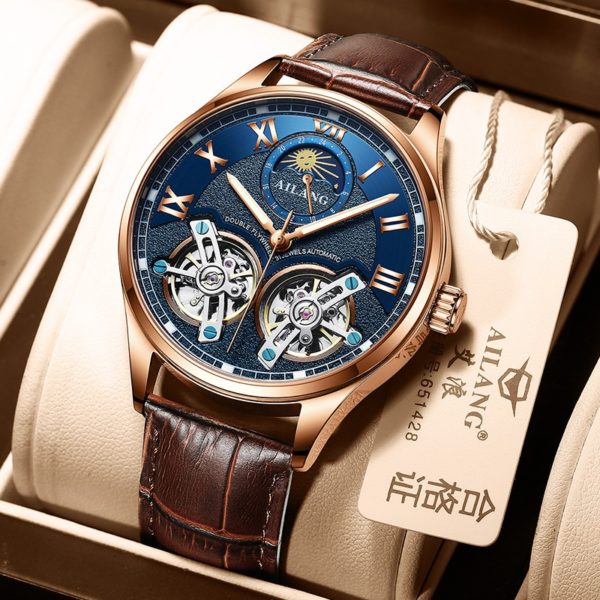 AILANG Original design watch men's double flywheel automatic mechanical watch fashion casual business men's clock Original - Image 6