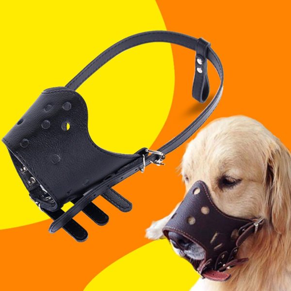 Adjustable Breathable Mask PU Leather Pet Dog Muzzle Anti Bark Bite Chew Safety for Small Large Dogs Mouth Soft Muzzles Training - Image 6