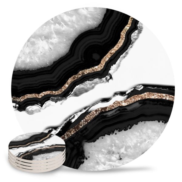 Agate Glitter Glam Marble Texture Ceramic Coasters Waterproof Tea Cup Mat Modern Home Decor Coasters for Glasses