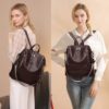 Backpack Women 2021 New Korean Version Of All-Match Anti-Theft Backpack Ladies Soft Leather School Bag Large Capacity Travel Bag - Image 3