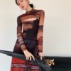 CHEERART 2 Piece Mesh Long Sleeve Punk Dress Women Turtleneck Long Midi Bodycon Ladies Dress Runway Fashion Designer Clothes - Image 2