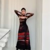 CHEERART 2 Piece Mesh Long Sleeve Punk Dress Women Turtleneck Long Midi Bodycon Ladies Dress Runway Fashion Designer Clothes - Image 4