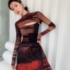 CHEERART 2 Piece Mesh Long Sleeve Punk Dress Women Turtleneck Long Midi Bodycon Ladies Dress Runway Fashion Designer Clothes - Image 6