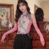 CHEERART Designer Off Shoulder Mesh Top Long Sleeve Top See Through T Shirt Women Tee Shirt Summer Fashion Tops - Image 5
