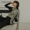 CHEERART Designer T Shirt For Women Sexy Hollow-Out Ladies T Shirt Patchwork Long Sleeve Tee Shirt Femme Top Underwear