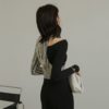 CHEERART Designer T Shirt For Women Sexy Hollow-Out Ladies T Shirt Patchwork Long Sleeve Tee Shirt Femme Top Underwear - Image 4