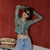 CHEERART Fall 2020 Women Mesh Dragon Print Shirt Long Sleeve Top Button Up See Through Top Fashion Designer Clothing - Image 3