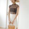CHEERART Sheer Top Vintage Mesh Transparent Blouse Women Summer Floral Designer Tight Aesthetic See Through Ladies Top 2020 - Image 3