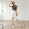 CHEERART Sheer Top Vintage Mesh Transparent Blouse Women Summer Floral Designer Tight Aesthetic See Through Ladies Top 2020 - Image 4