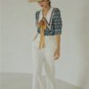 CHEERART Vintage Blouse Summer Top Blue Collar Shirt Women Loose Blouse Big Collar Designer Ladies Tie Top Korean Fashion 2020 - Image 5