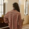 CHEERART Vintage Floral Shirts Women 2020 Red Long Sleeve Button Up Shirt Ladies Top Lantern Sleeve Blouse Korean Clothes - Image 3
