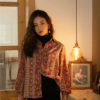 CHEERART Vintage Floral Shirts Women 2020 Red Long Sleeve Button Up Shirt Ladies Top Lantern Sleeve Blouse Korean Clothes - Image 5