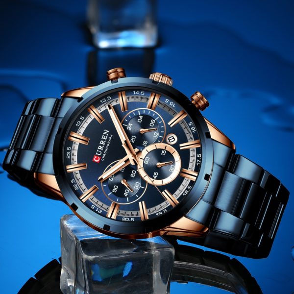 CURREN New Fashion Mens Watches with Stainless Steel Top Brand Luxury Sports Chronograph Quartz Watch Men Relogio Masculino - Image 3