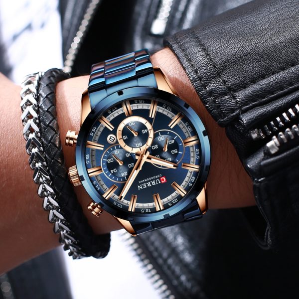 CURREN New Fashion Mens Watches with Stainless Steel Top Brand Luxury Sports Chronograph Quartz Watch Men Relogio Masculino - Image 4