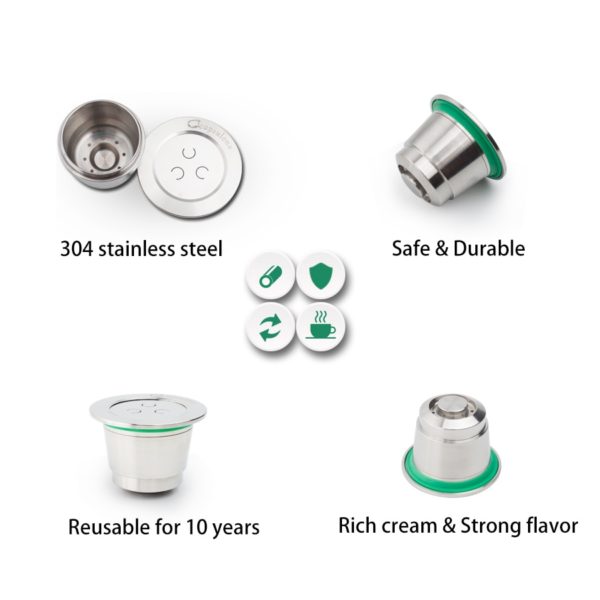 Capsulone 3rd STAINLESS STEEL Metal Capsule Compatible with Nespresso Refillable Reusable coffee capsule pod - Image 3