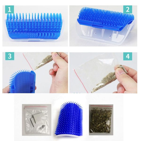 Cat Self Groomer Wall Corner Massage Comb Cat Corner Groomer Brush with Catnip Cats Comb with Long and Short Fur With Catnip - Image 5