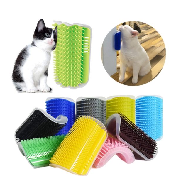 Cat Self Groomer Wall Corner Massage Comb Cat Corner Groomer Brush with Catnip Cats Comb with Long and Short Fur With Catnip