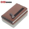 Cizicoco Credit Card Holder 2020 New Aluminum Box Card Wallet RFID PU Leather Pop Up Card Case Magnet Carbon Fiber Coin Purse